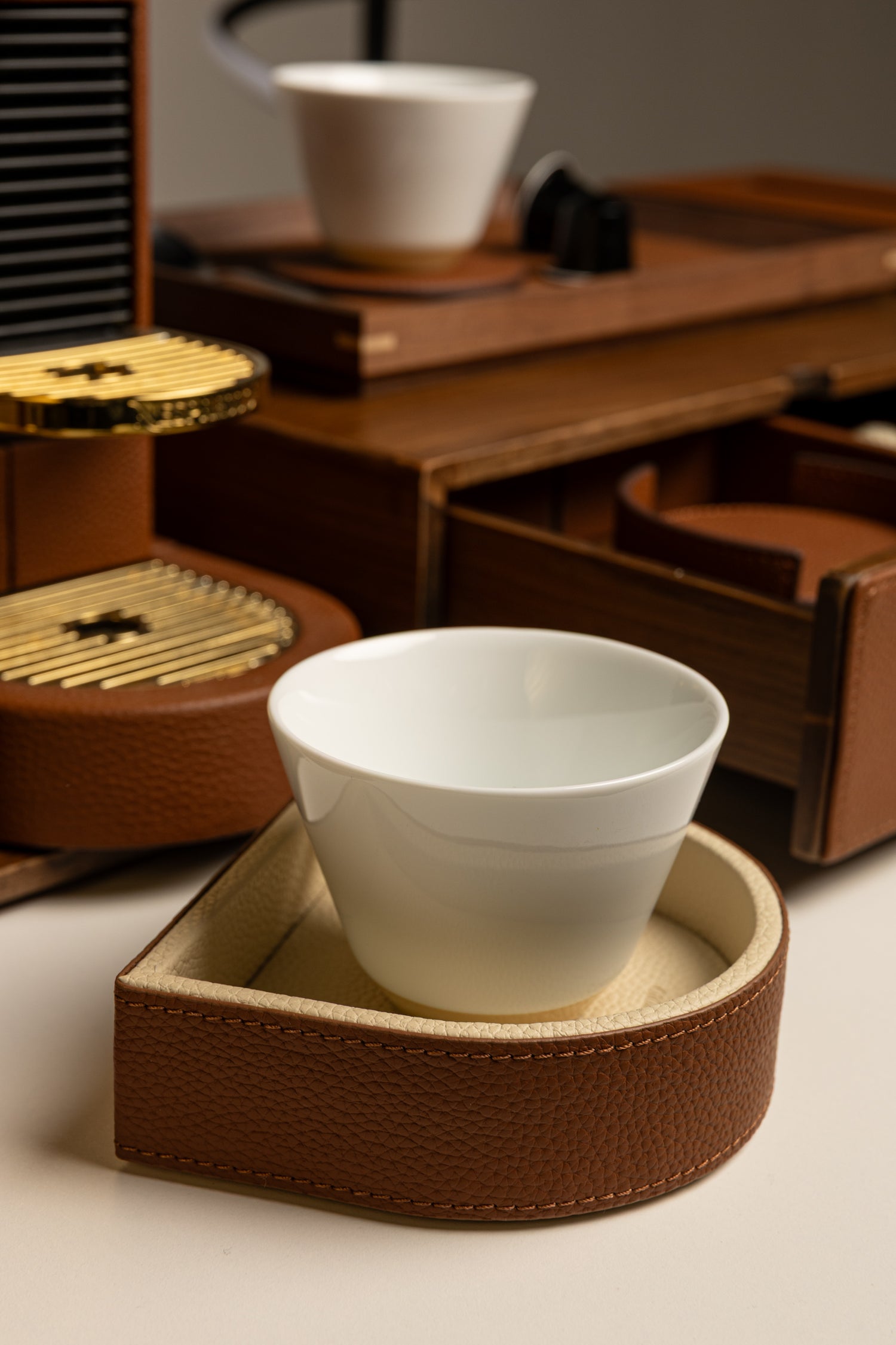 Tan Walnut Coffee Drawer