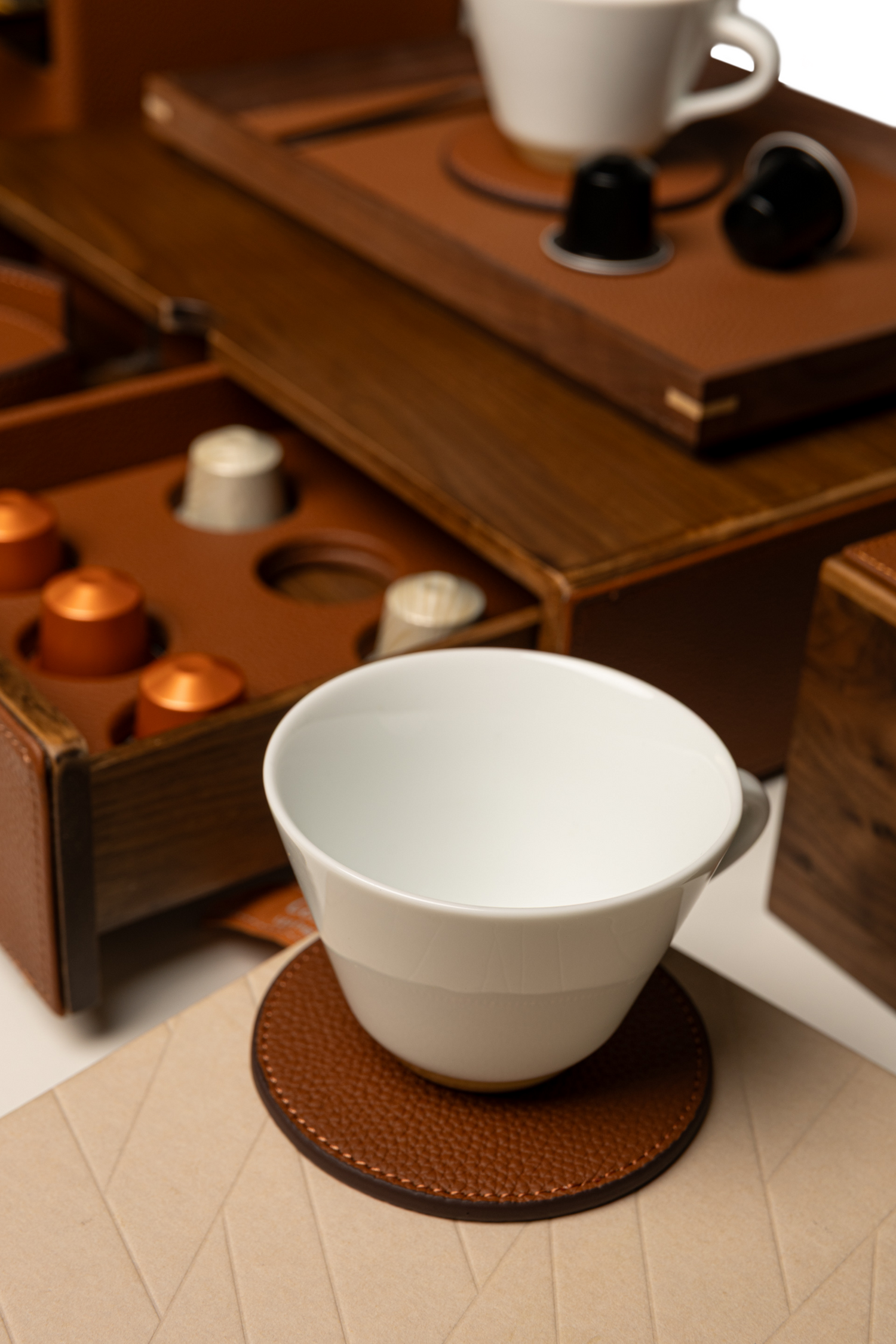 Tan Walnut Coffee Drawer