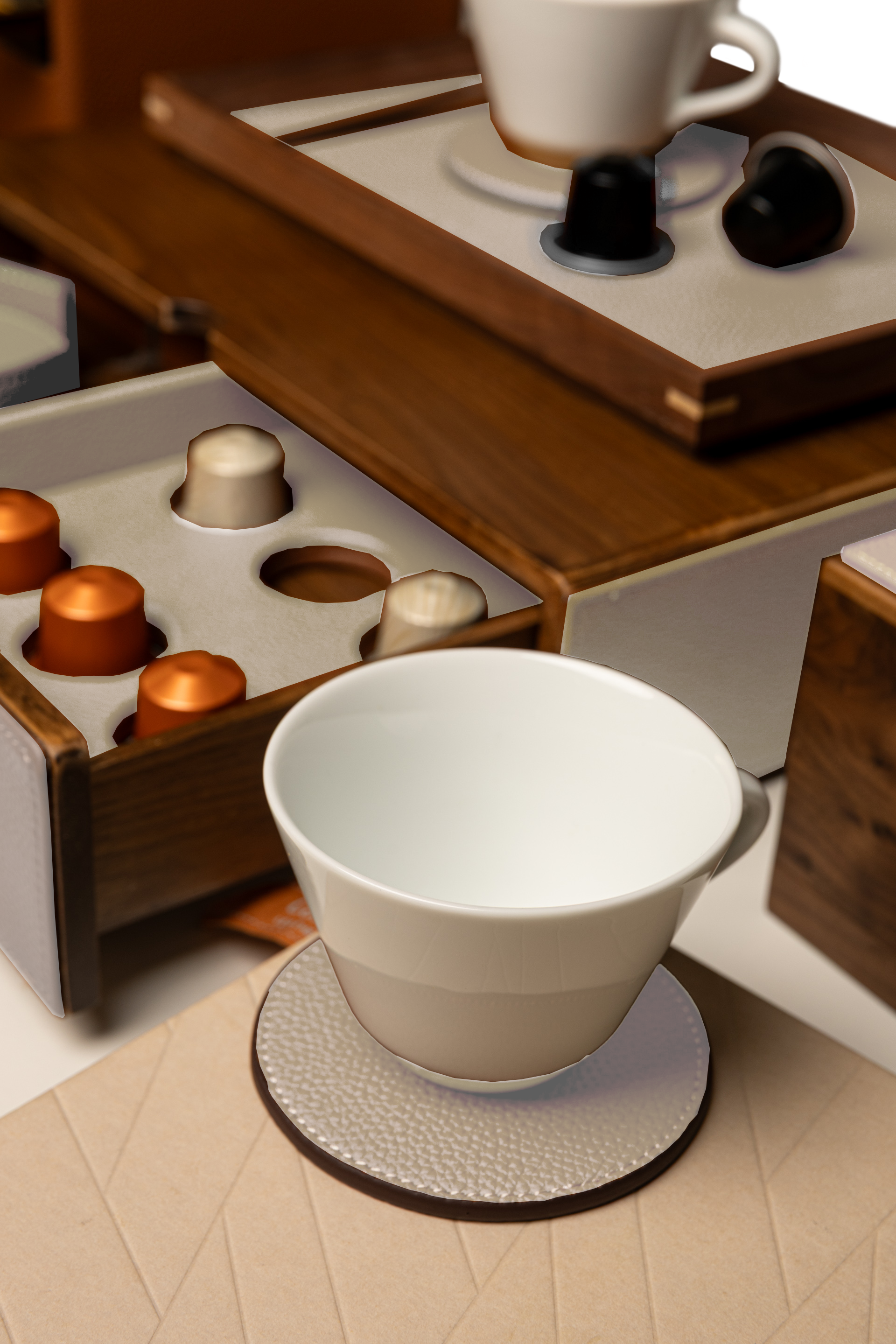 Cream Walnut Coffee Drawer