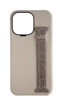 Stone / Grey Exotic Crocodile Side Strap Case