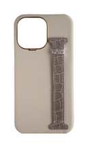 Stone / Grey Exotic Crocodile Side Strap Case