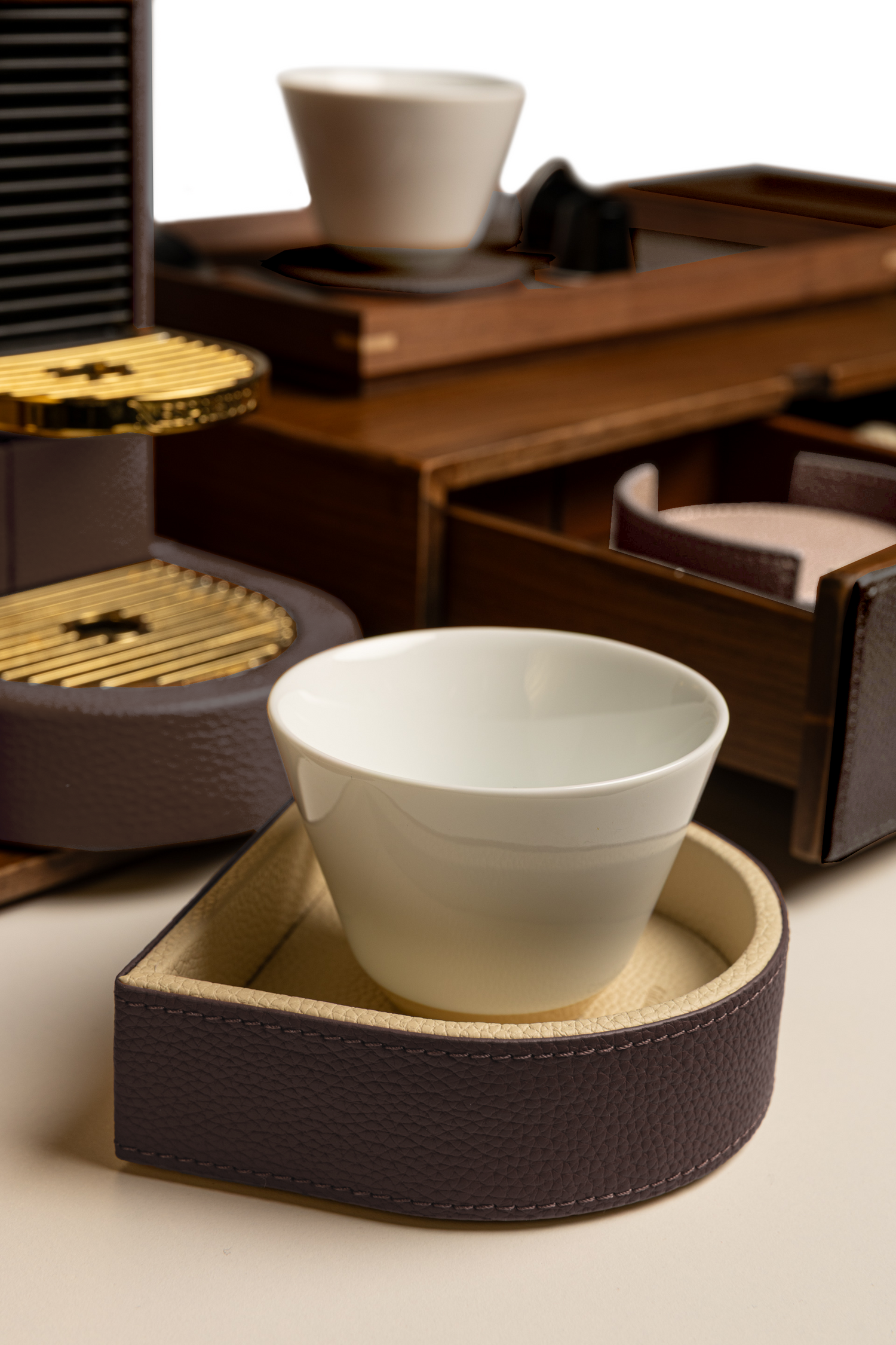 Brown Walnut Coffee Drawer