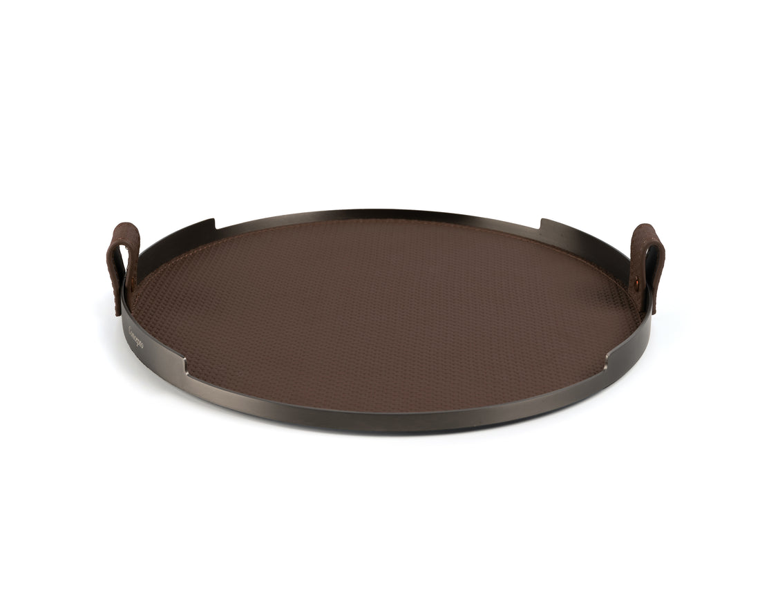 Brown Circler Brushed Steel Tray