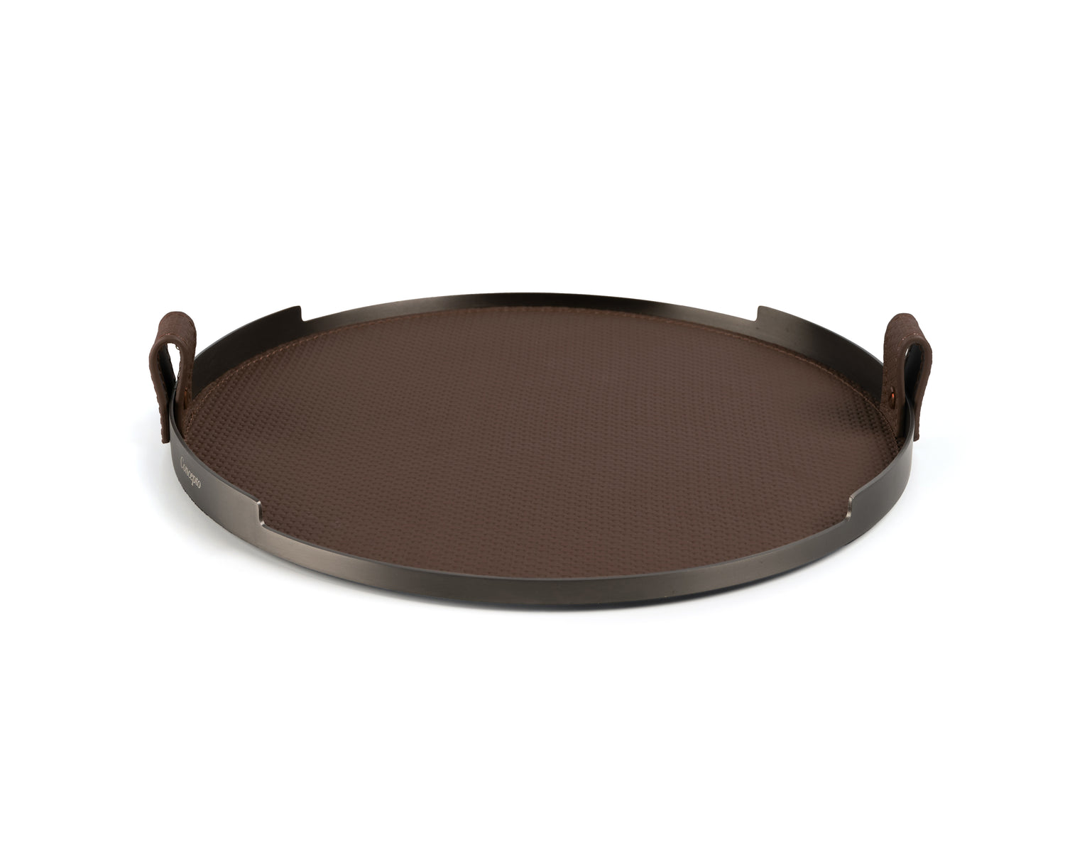 Brown Circler Brushed Steel Tray