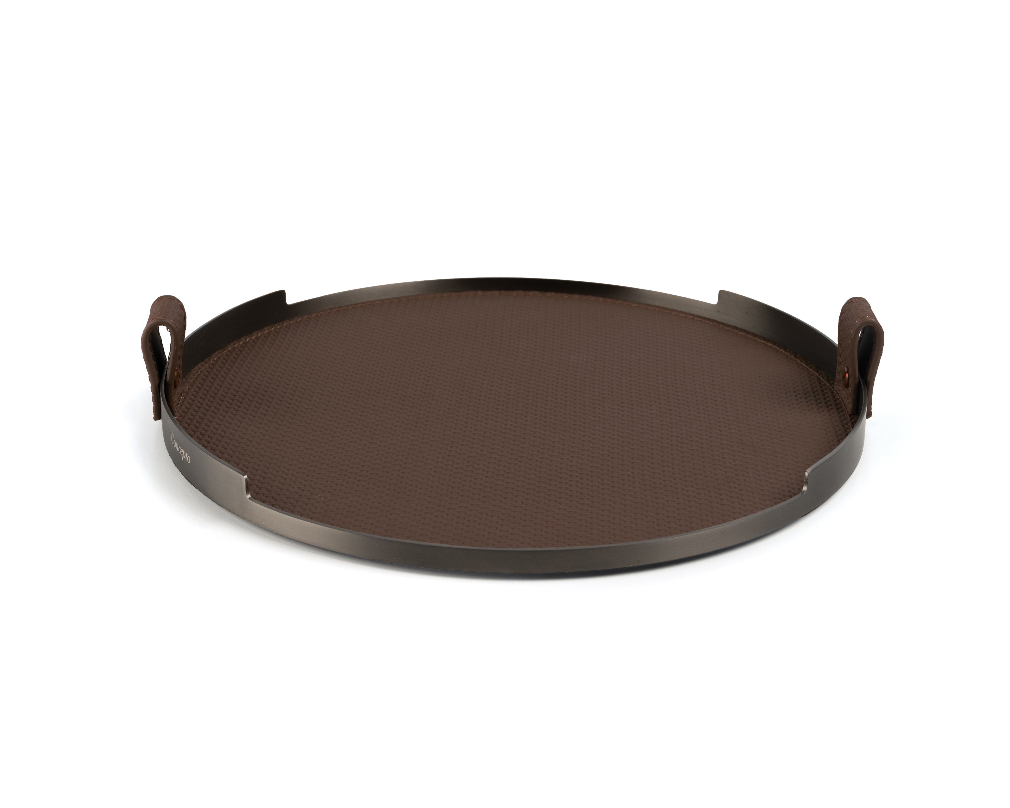Brown Circler Brushed Steel Tray