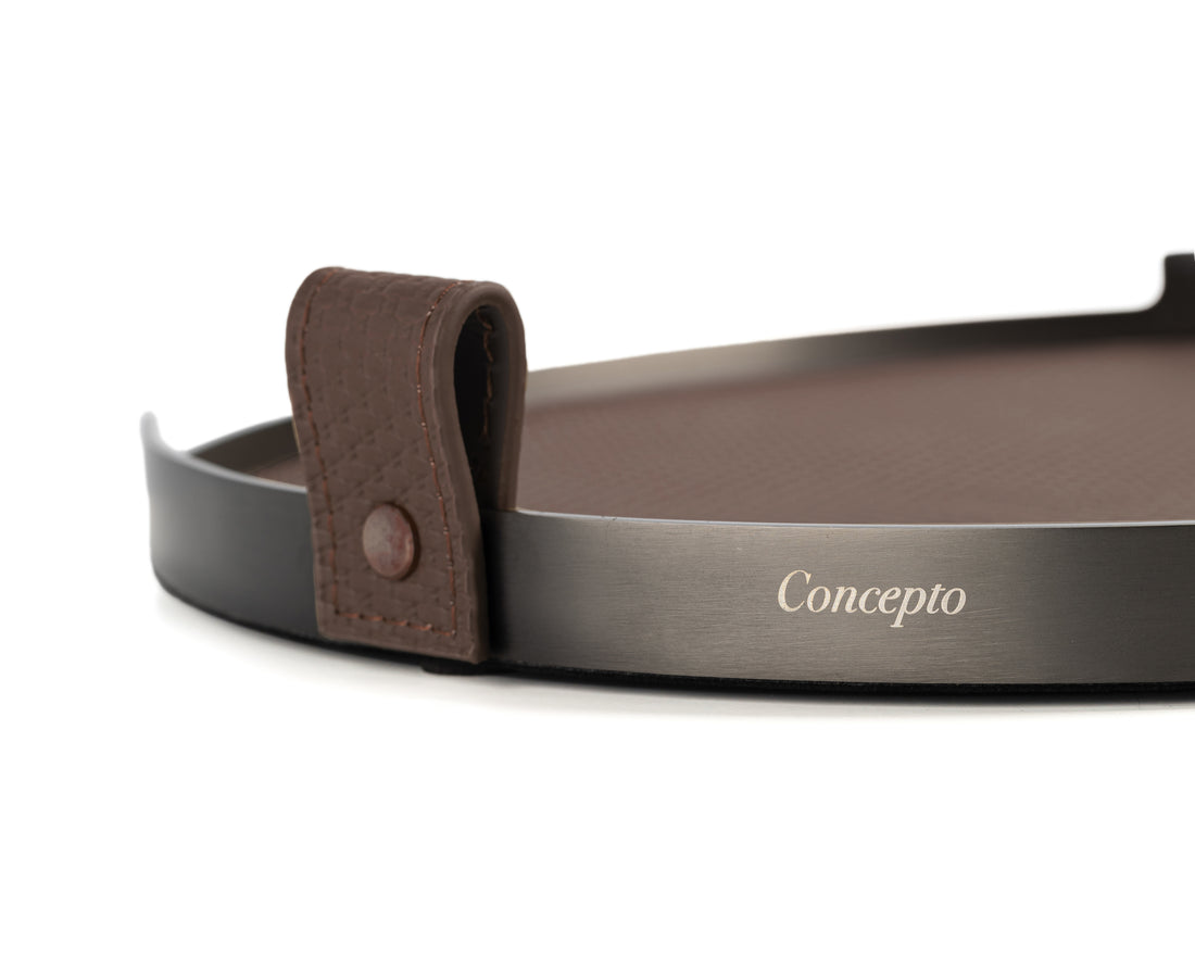 Brown Circler Brushed Steel Tray