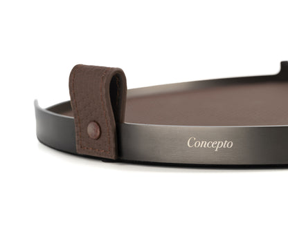 Brown Circler Brushed Steel Tray