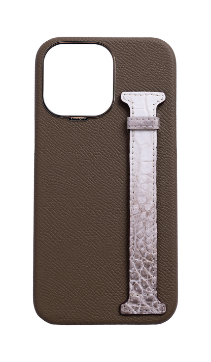 Taupe Himalayan Exotic Crocodile Side Strap Case