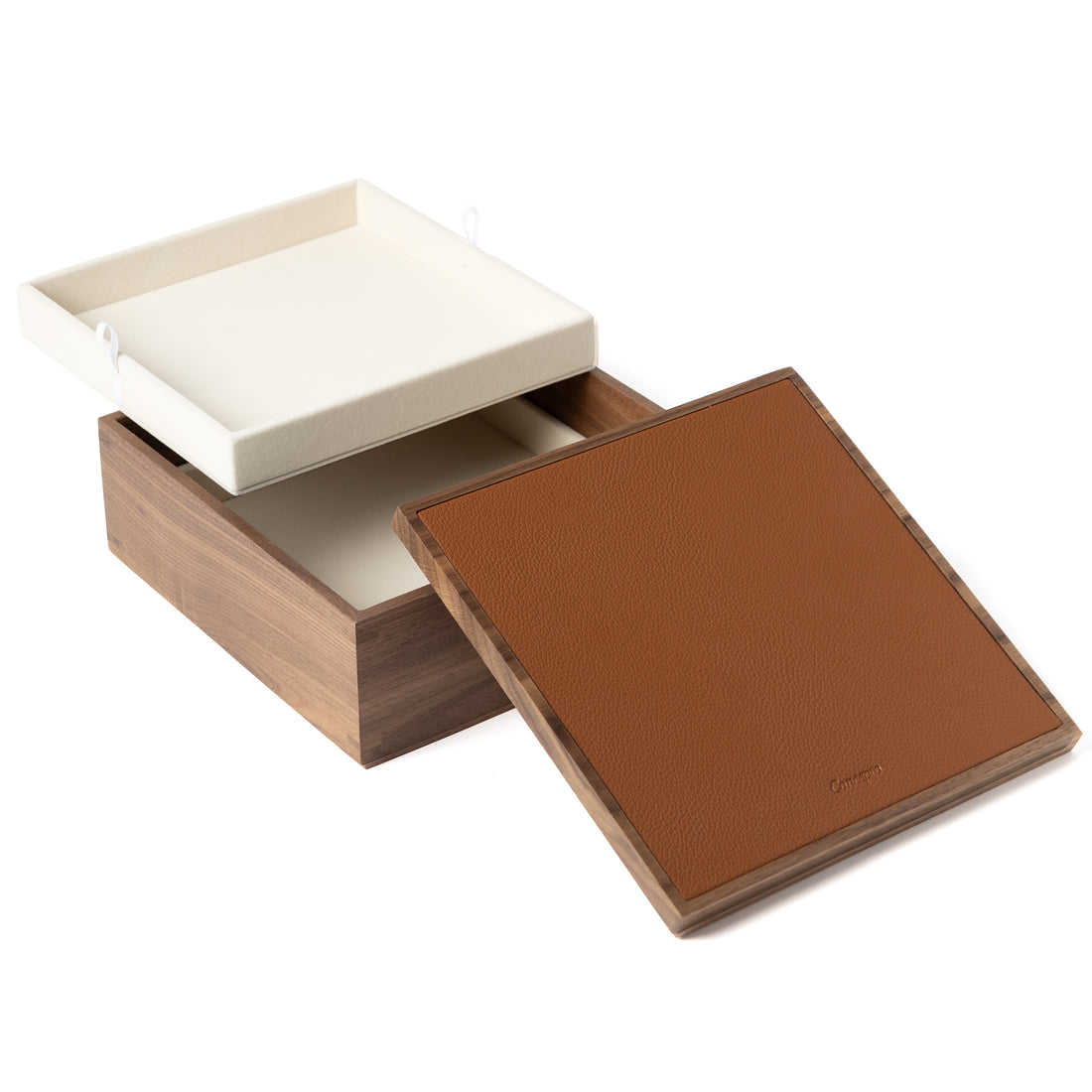 Walnut Wood x Tan Leather Box
