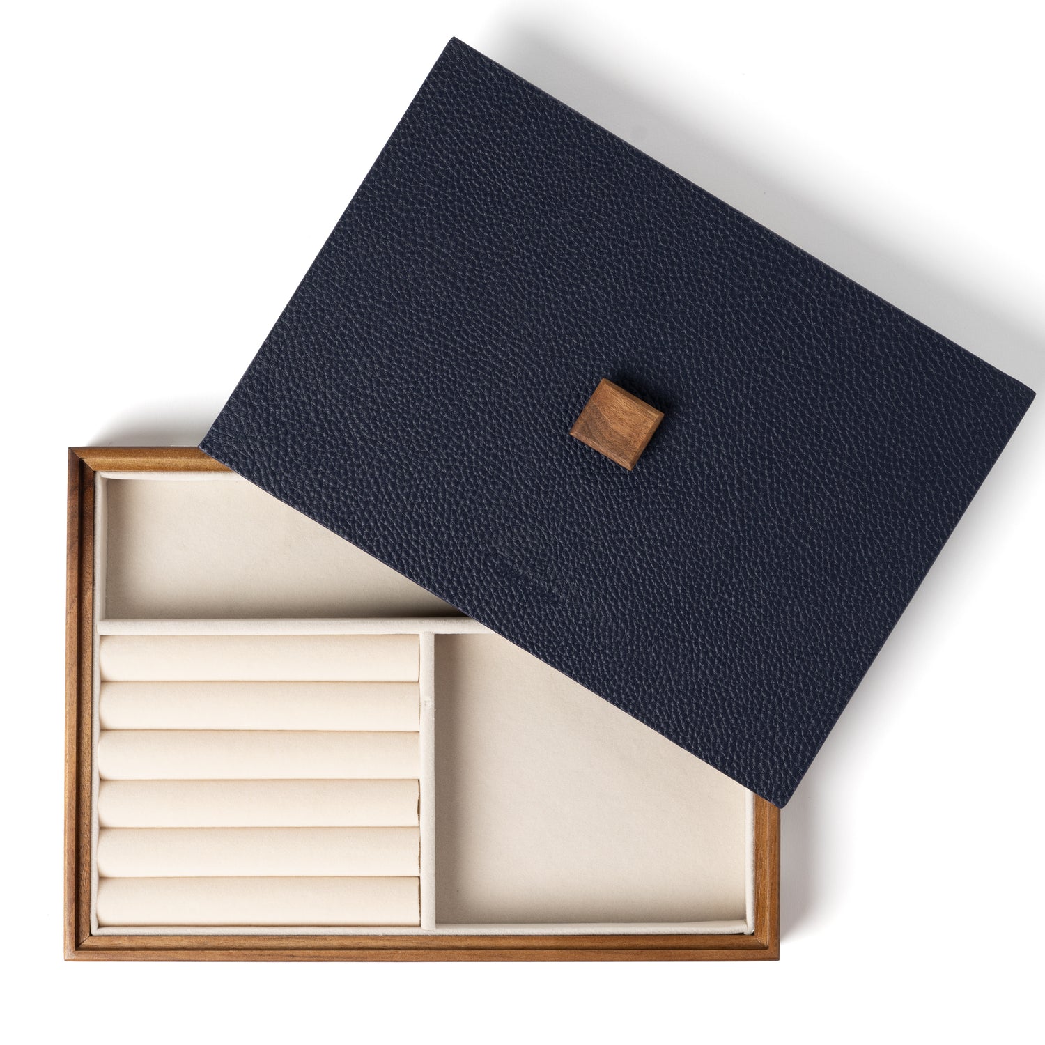 Walnut Wood x Navy Jewelry Box
