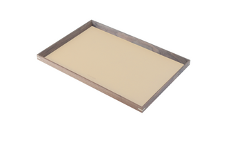 Large Rectangle Walnut Wood x Beige Leather Tray