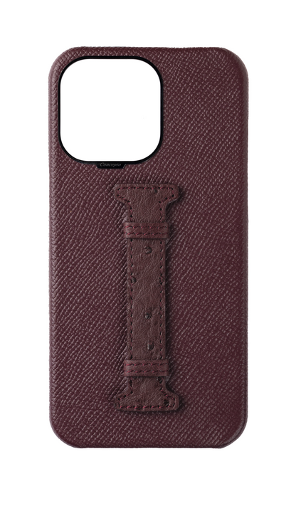 Maroon Exotic Ostrich Middle Strap Case