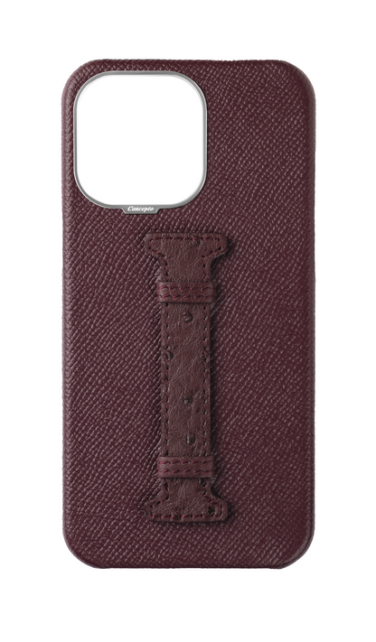 Maroon Exotic Ostrich Middle Strap Case