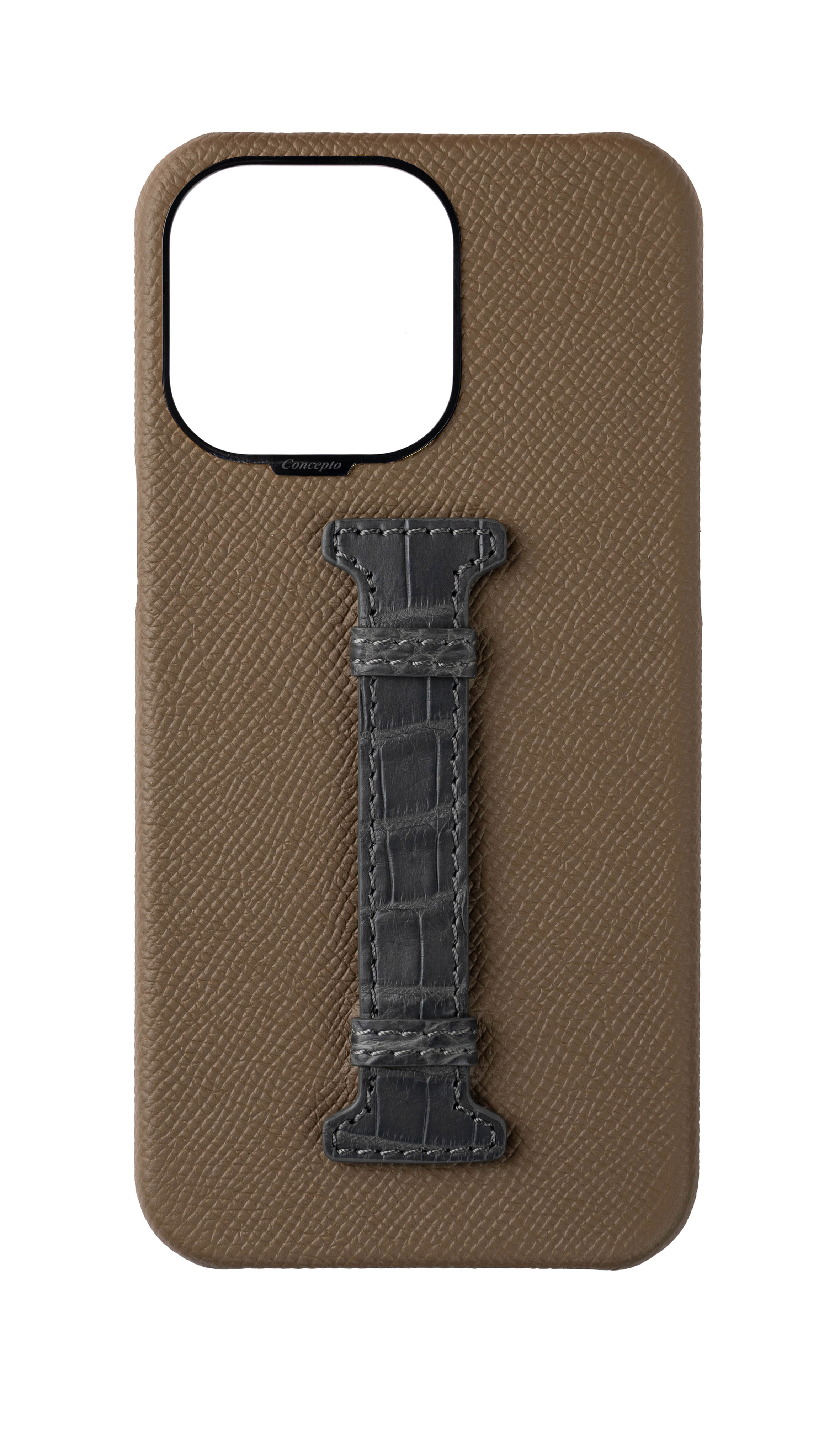 Brown / Ash Grey Exotic Crocodile Middle Strap Case