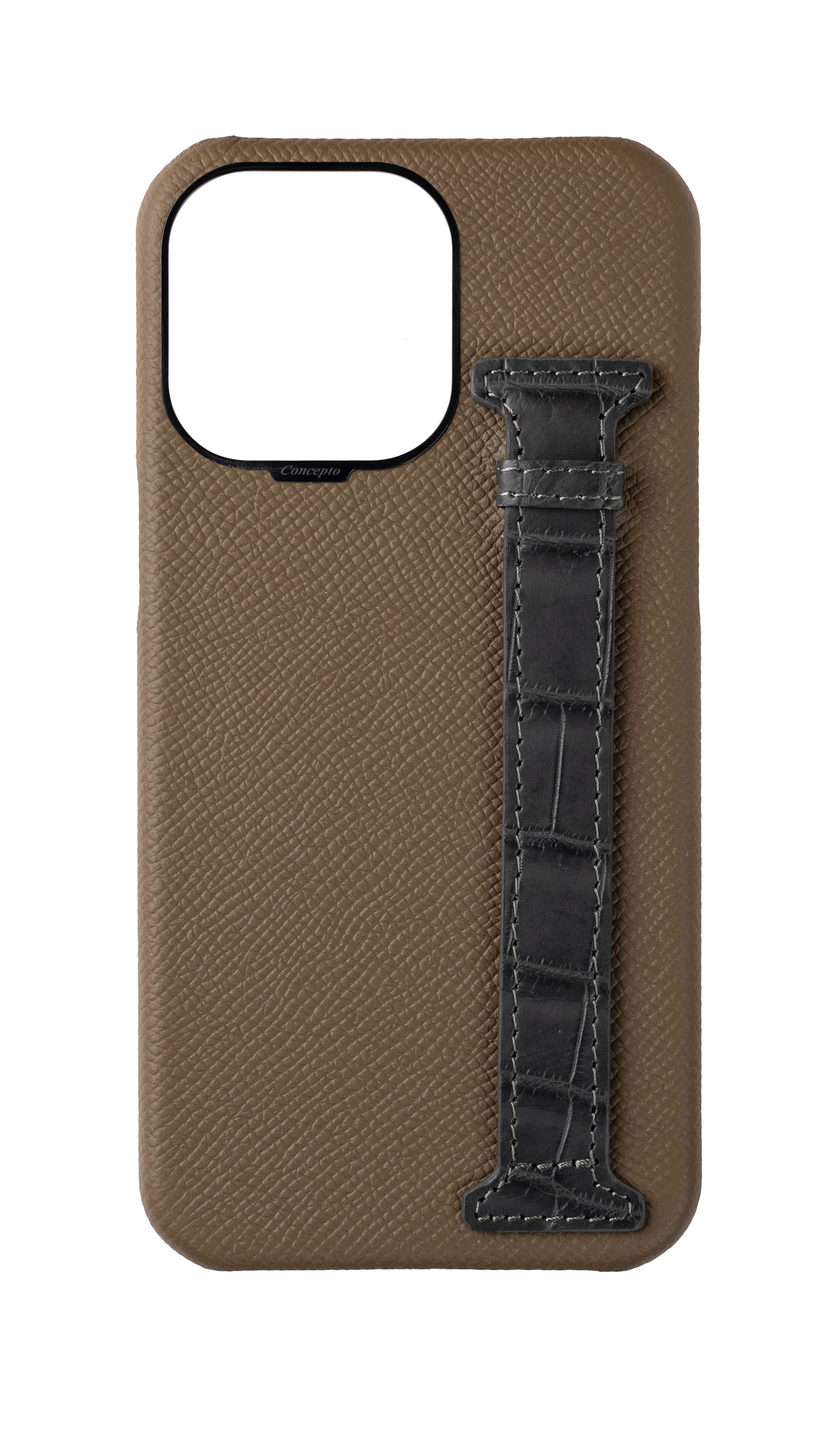 Brown / Ash Grey Exotic Crocodile Side Strap Case