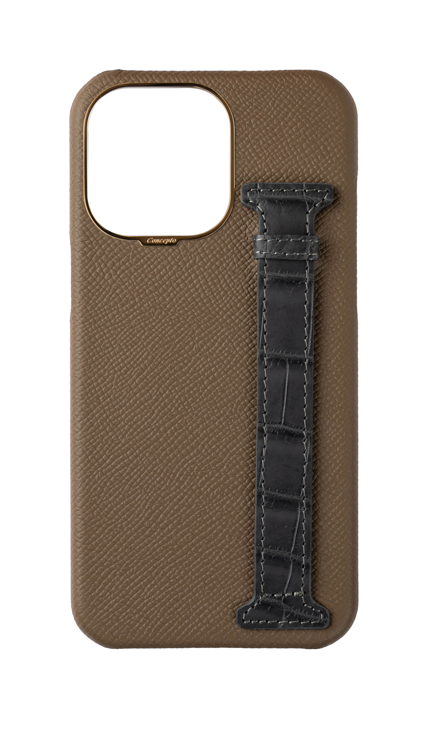 Brown / Ash Grey Exotic Crocodile Side Strap Case