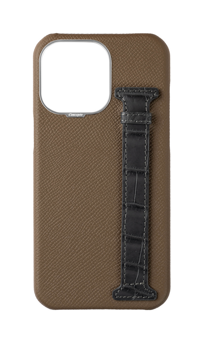 Brown / Ash Grey Exotic Crocodile Side Strap Case