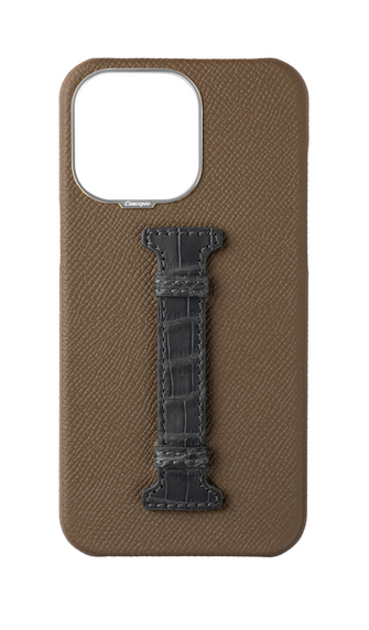 Brown / Ash Grey Exotic Crocodile Middle Strap Case