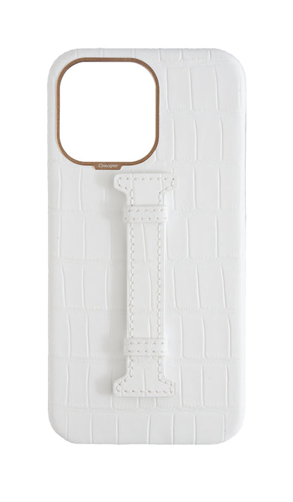Matte White Embossed Crocodile Case