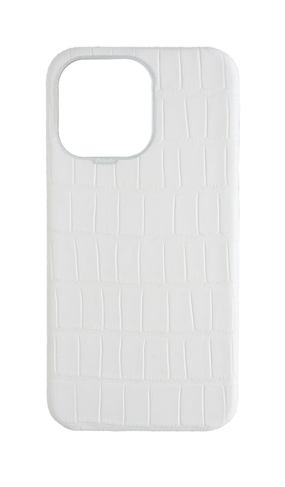 Matte White Strapless Embossed Crocodile Case