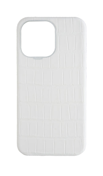 Matte White Strapless Embossed Crocodile Case