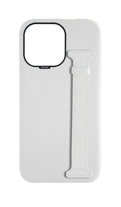 White Epsom Side Strap Case