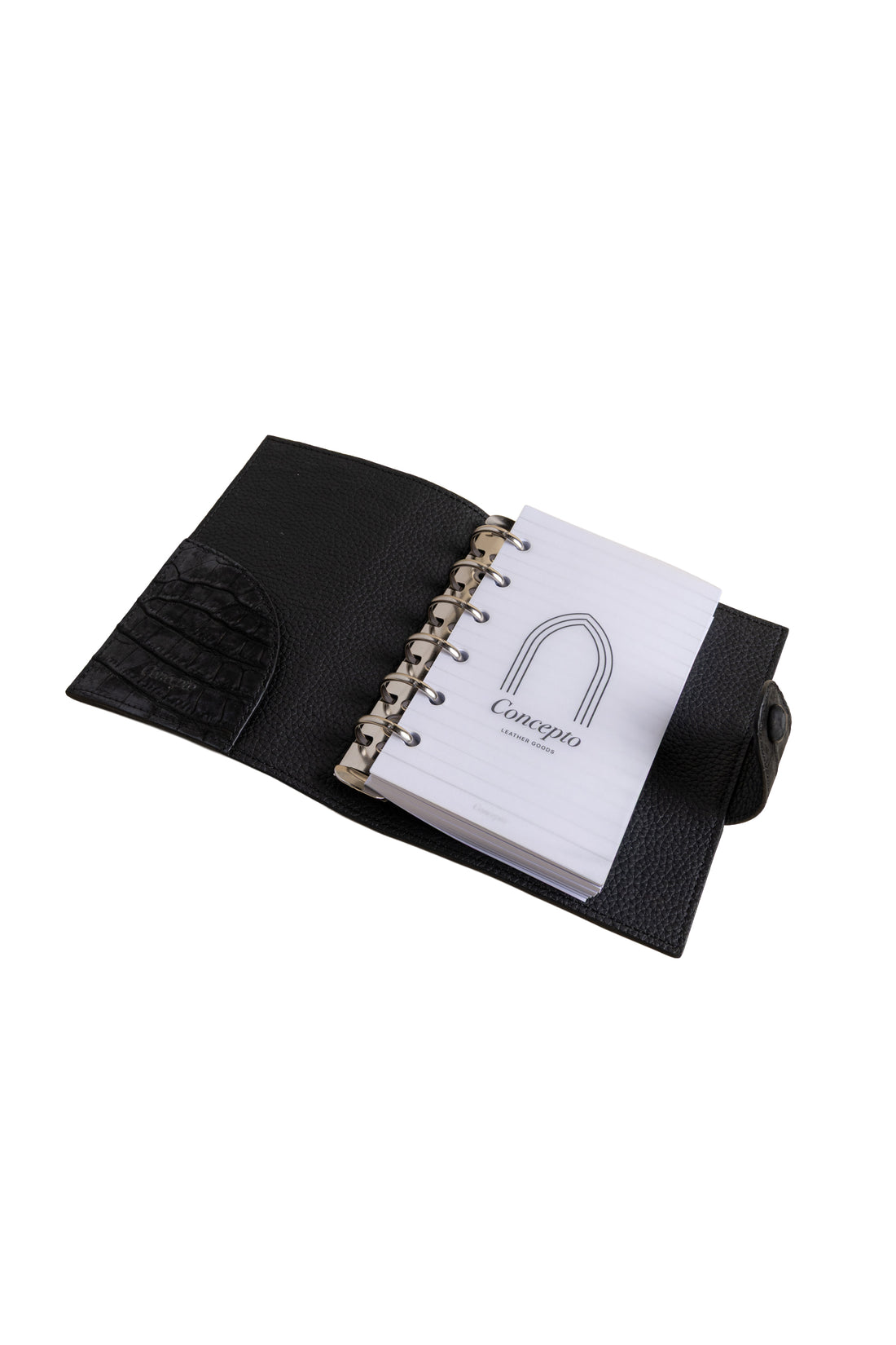 Small Black Suede Crocodile Notebook
