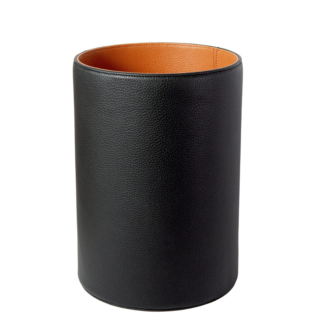 Black / Camel Leather Waste Bin