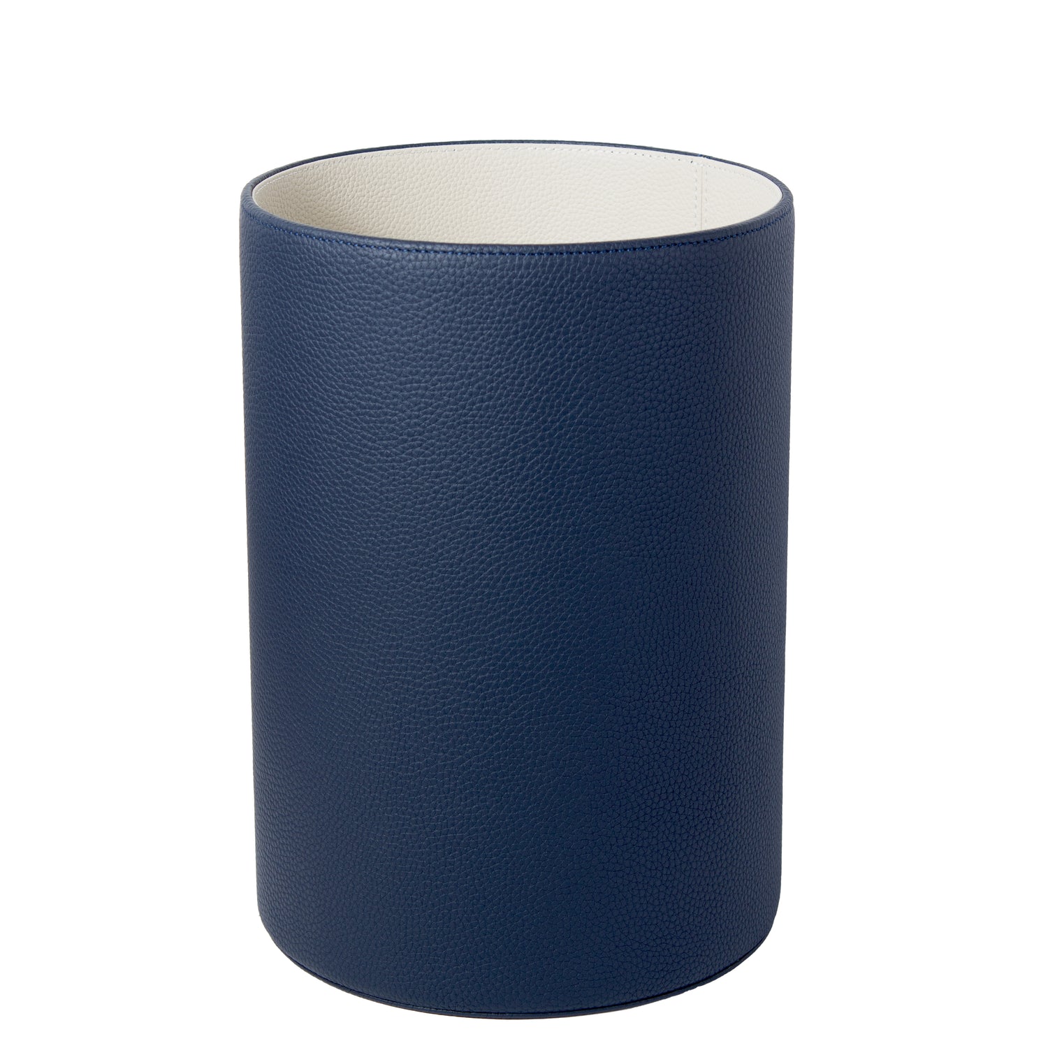 Navy / White Leather Waste Bin