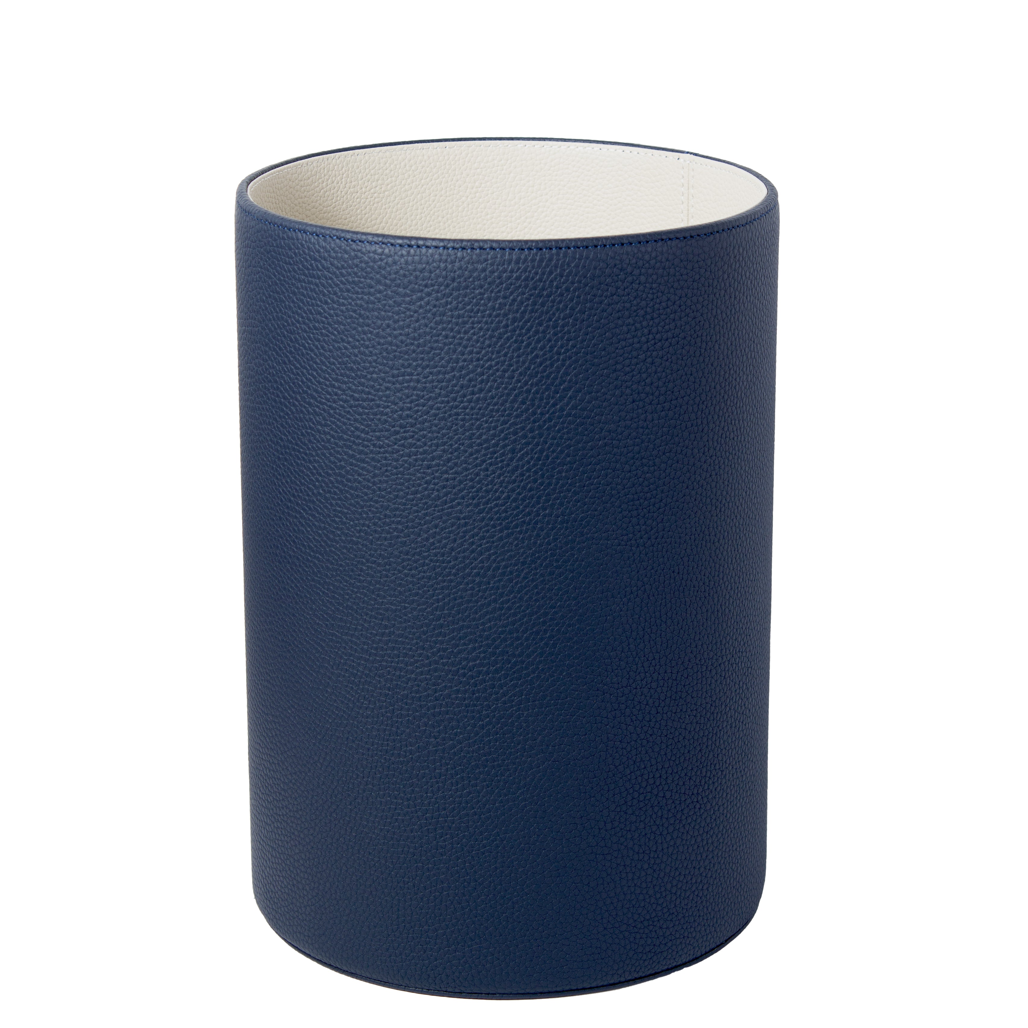 Navy / White Leather Waste Bin