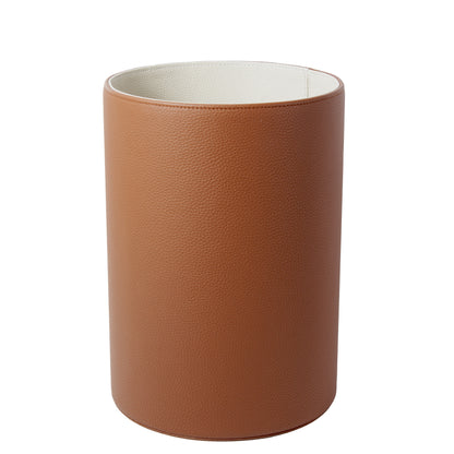 Tan / Cream Leather Waste Bin