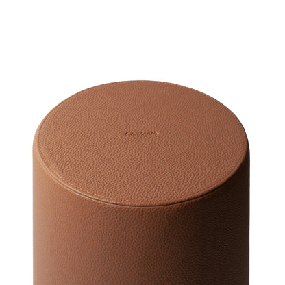 Tan / Cream Leather Waste Bin
