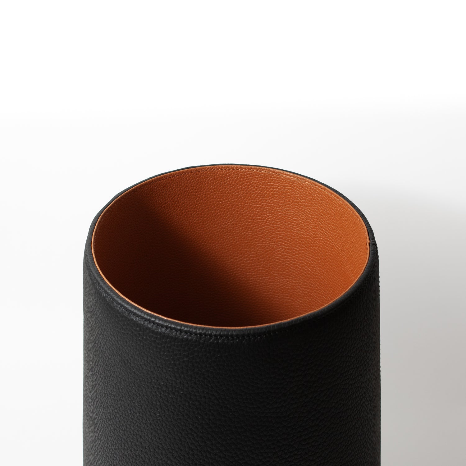 Black / Camel Leather Waste Bin