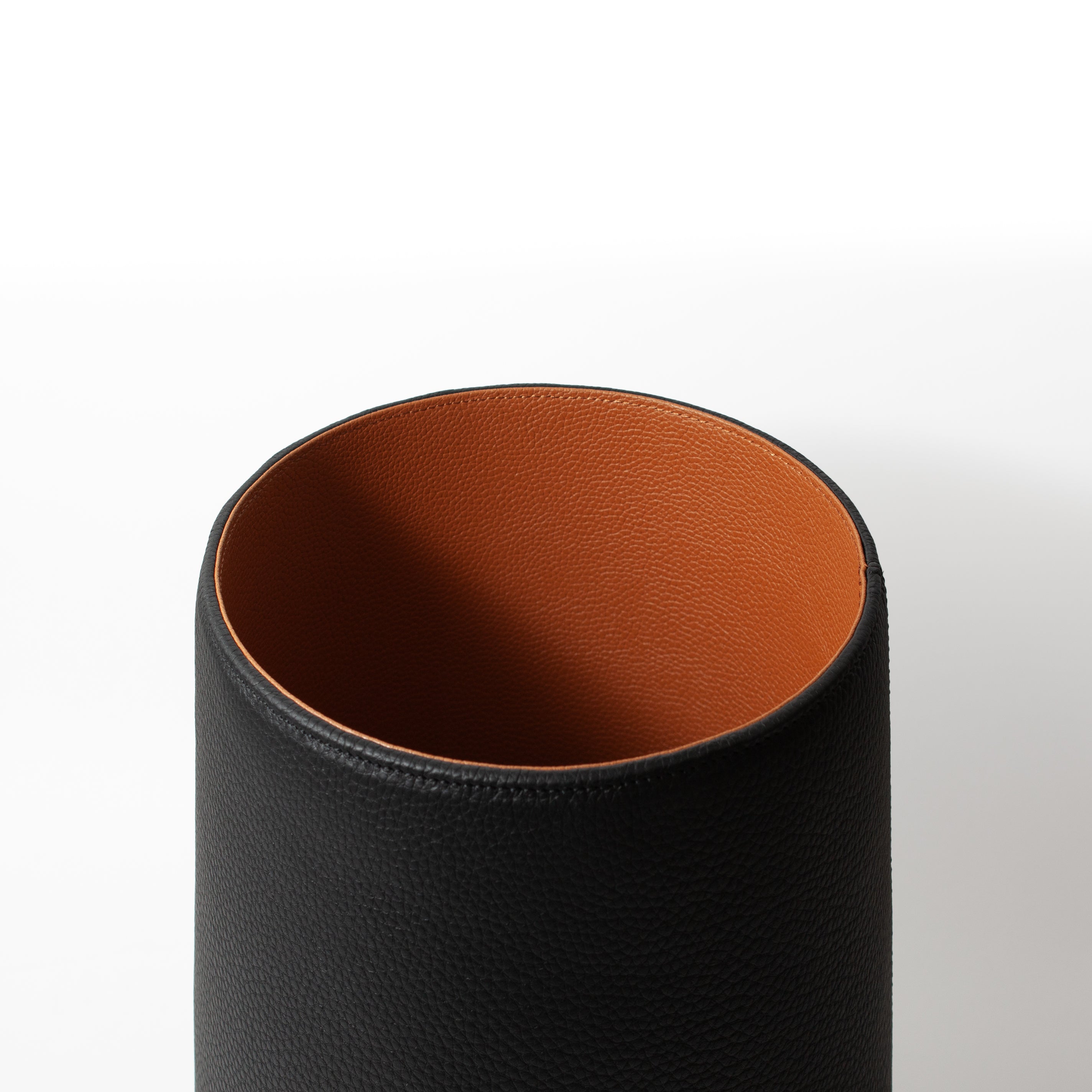 Black / Camel Leather Waste Bin