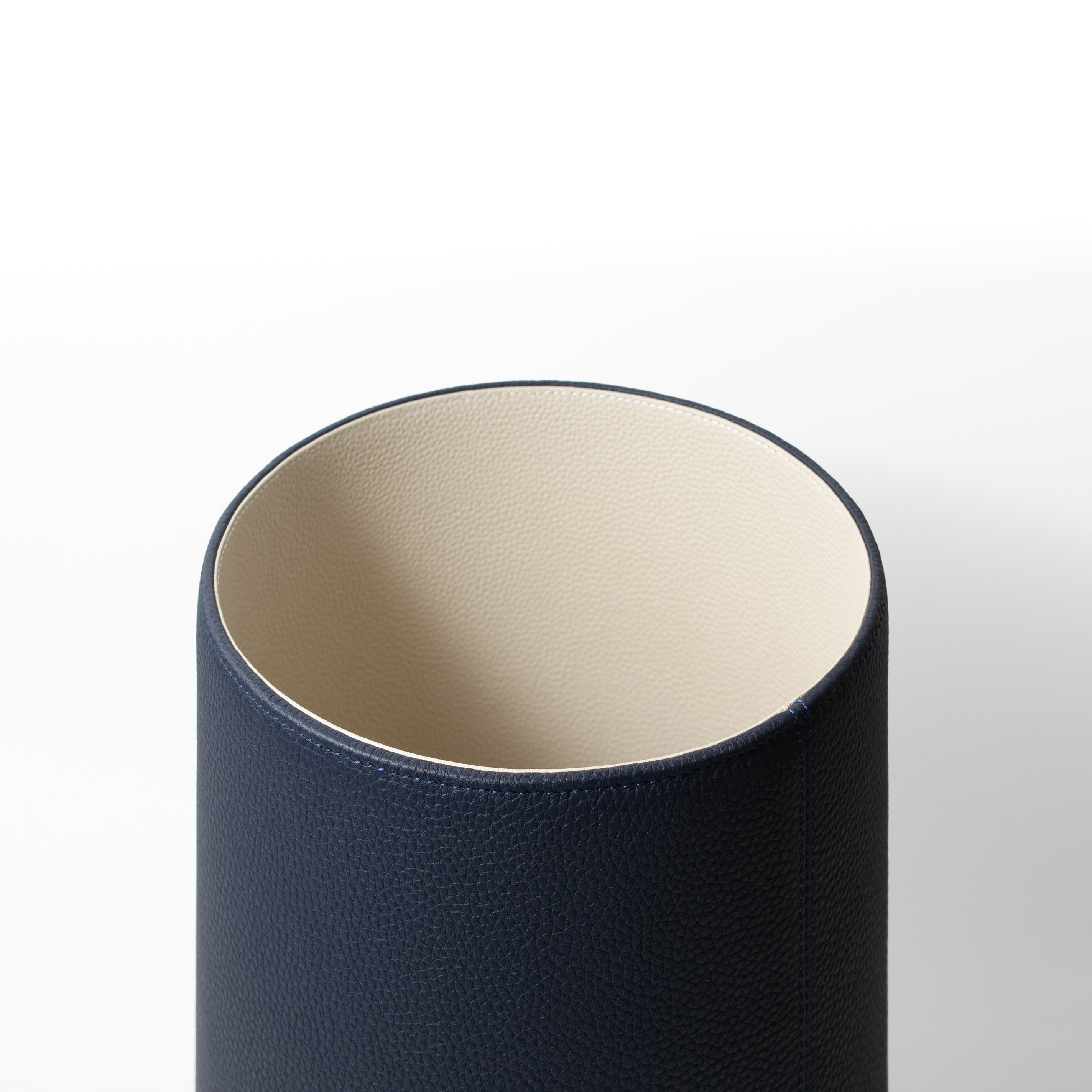 Navy / White Leather Waste Bin