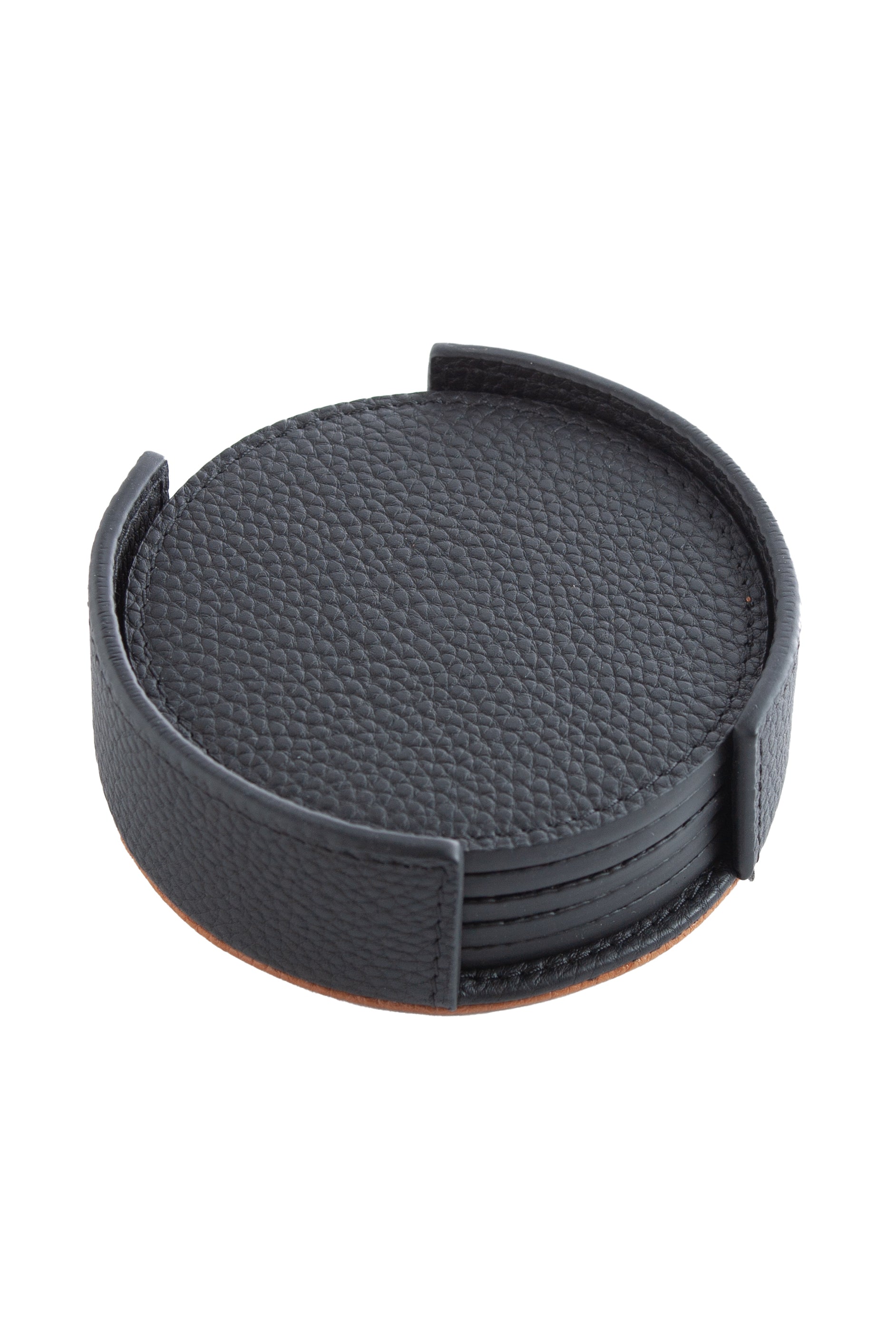 Black / Camel Leather Coaster