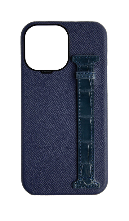 Navy Exotic Crocodile Side Strap Case