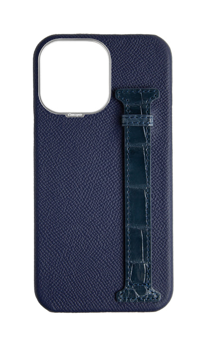 Navy Exotic Crocodile Side Strap Case