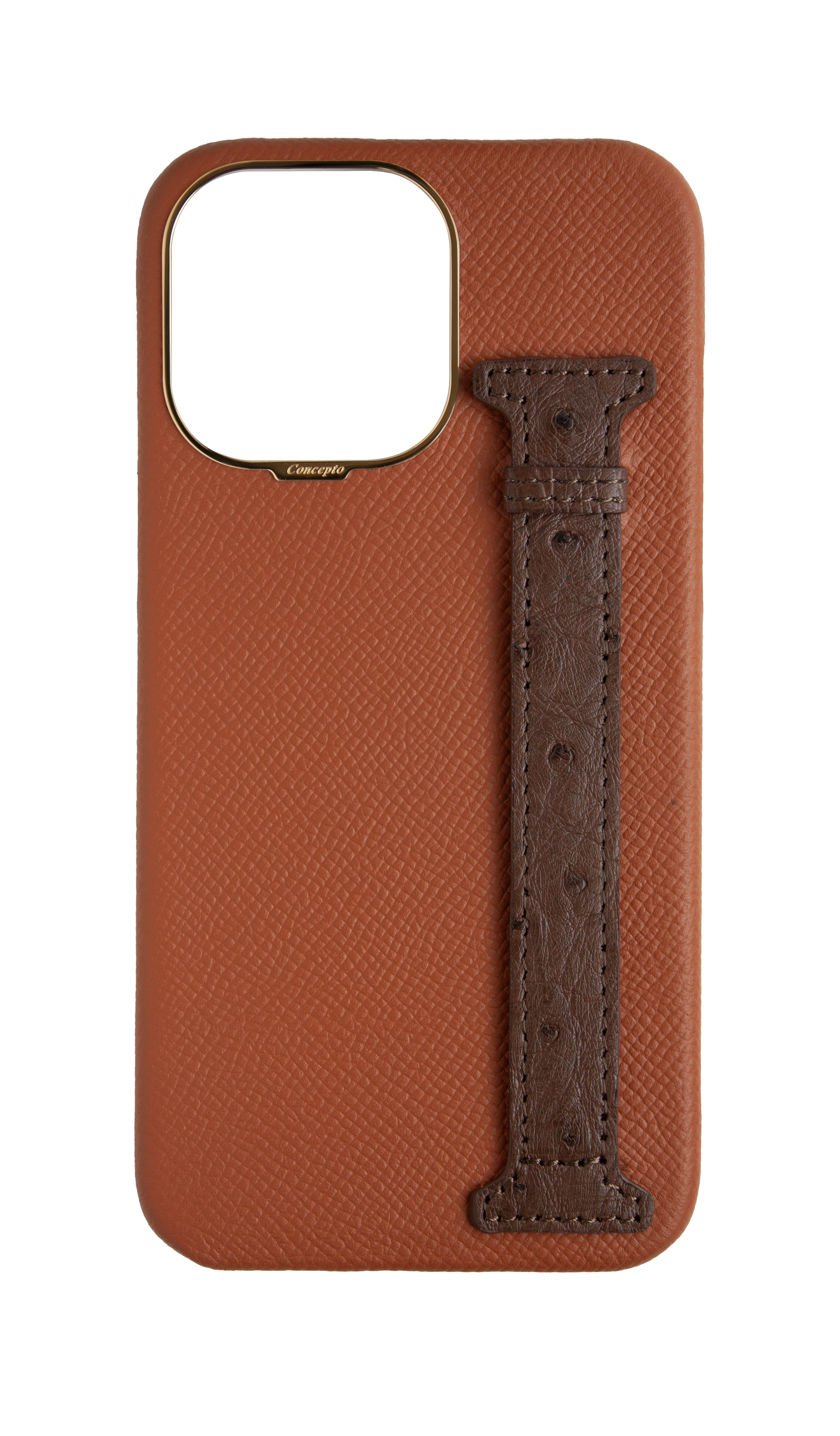 Tan / Brown Exotic Ostrich Side Strap Case