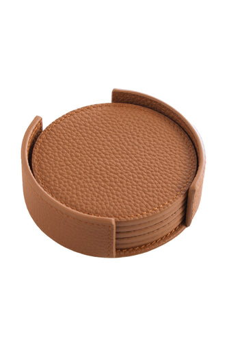 Brown / Cream Leather Coaster