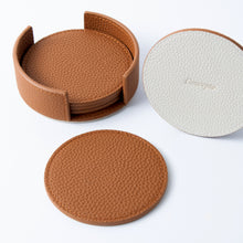 Brown / Cream Leather Coaster