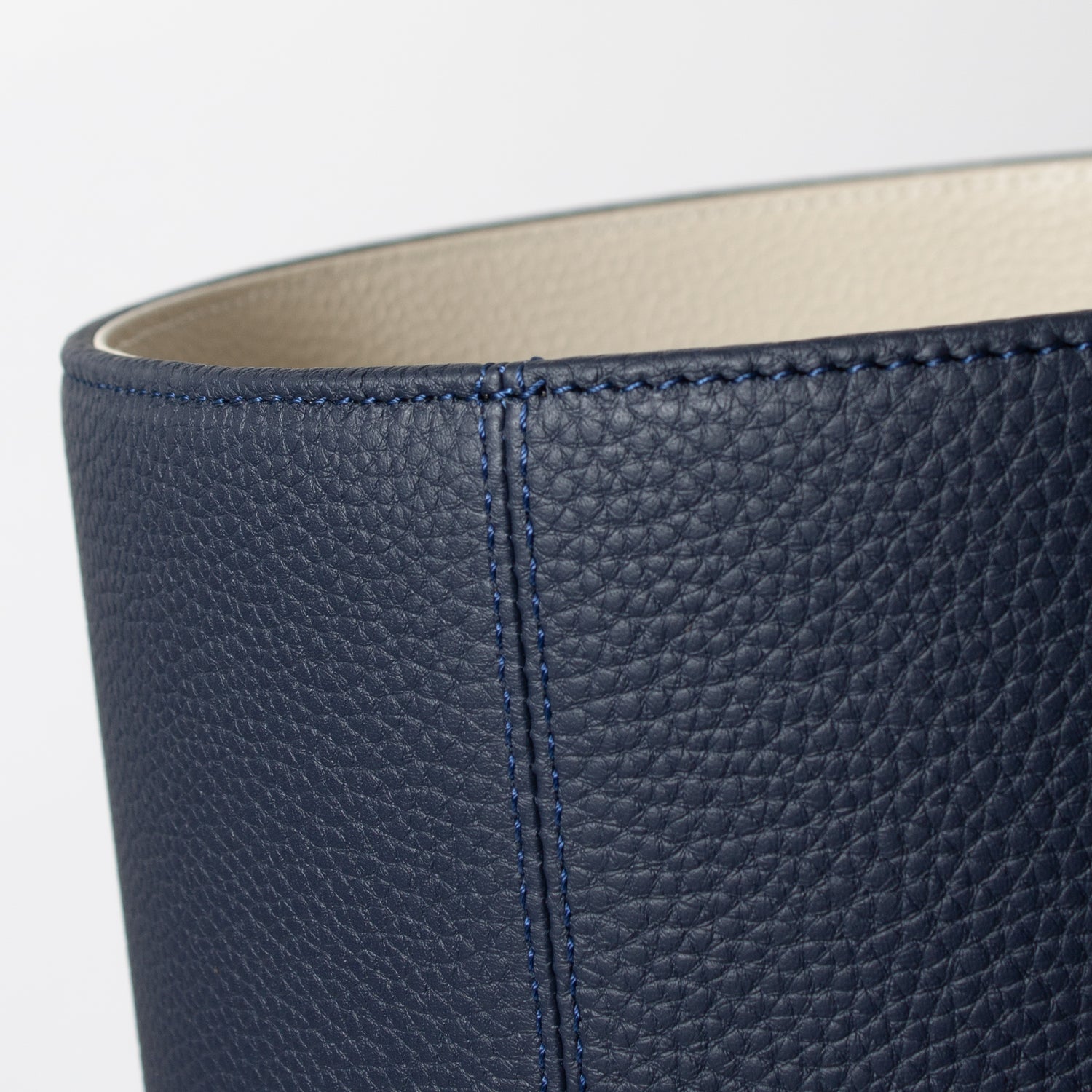 Navy / White Leather Waste Bin