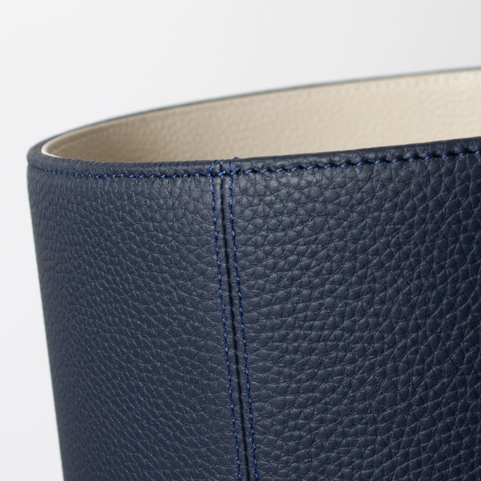 Navy / White Leather Waste Bin