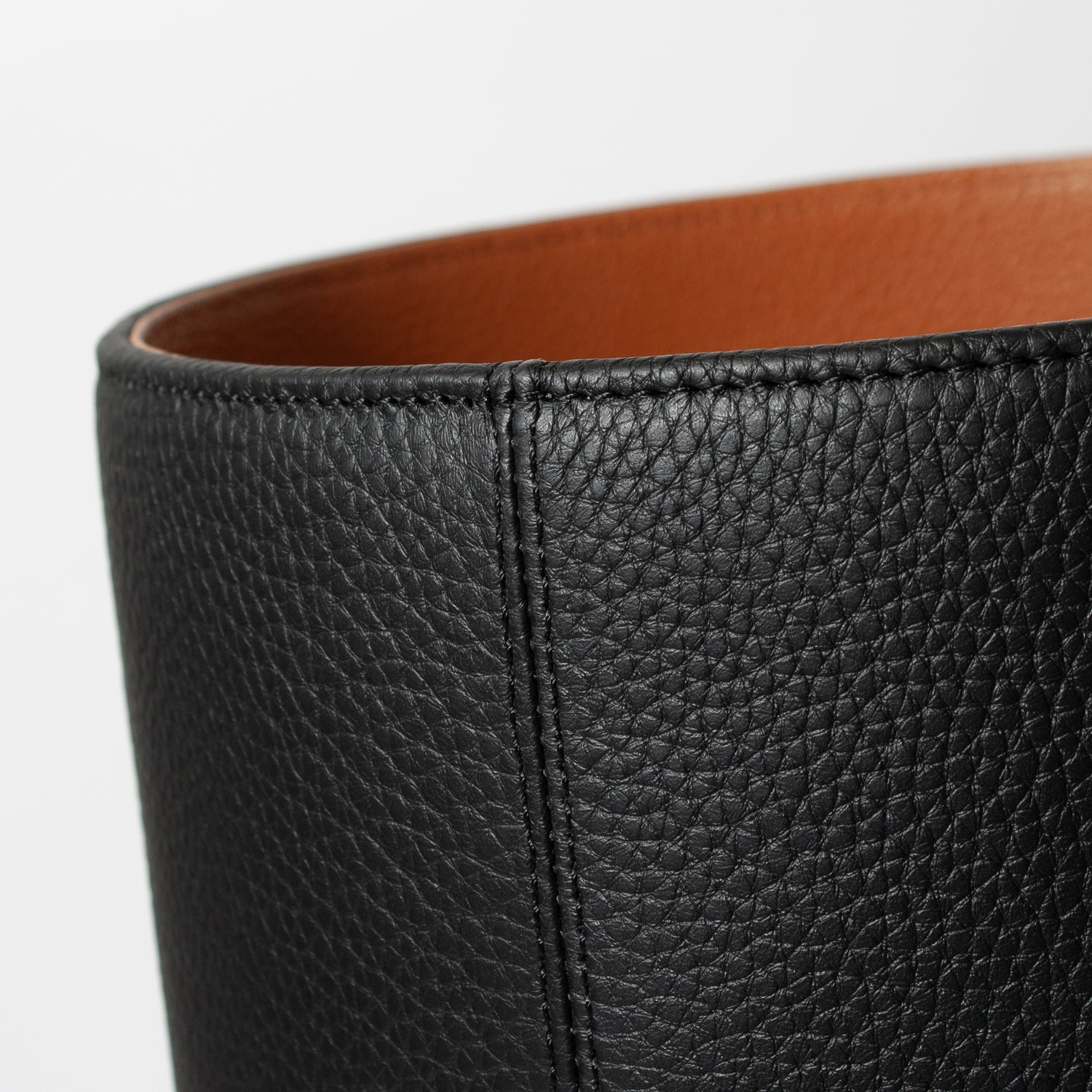 Black / Camel Leather Waste Bin