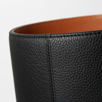 Black / Camel Leather Waste Bin