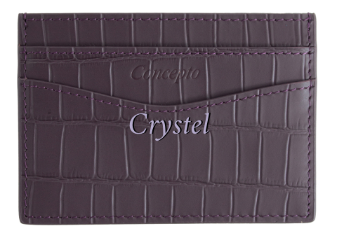 Customized Embossed Deep Purple Crocodile Cardholder