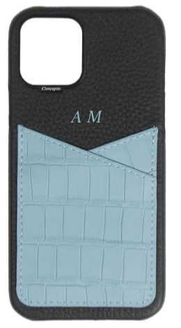Customized Matte Light Blue Embossed Pocket Crocodile Case