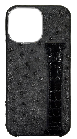 Customized Black Exotic Ostrich &amp; Crocodile Side Strap Case