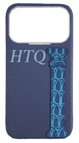 Customized Blue Monogram Side Strap Case