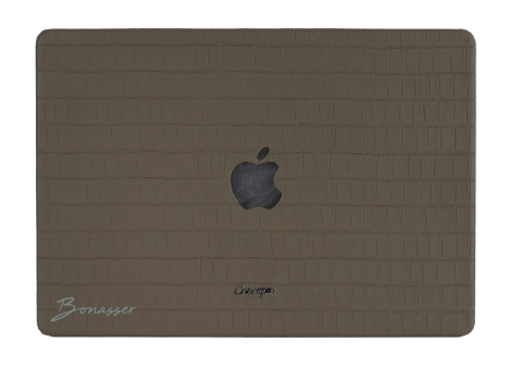 Customized Dark Taupe Embossed Crocodile Macbook Case